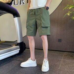 กางเกงขาสั้นทรงหลวมกระเป๋าใหญ่สามมิติฤดูร้อนเทรนด์แบรนด์ปักห้าแฉกกางเกงลำลองสไตล์ฮ่องกง